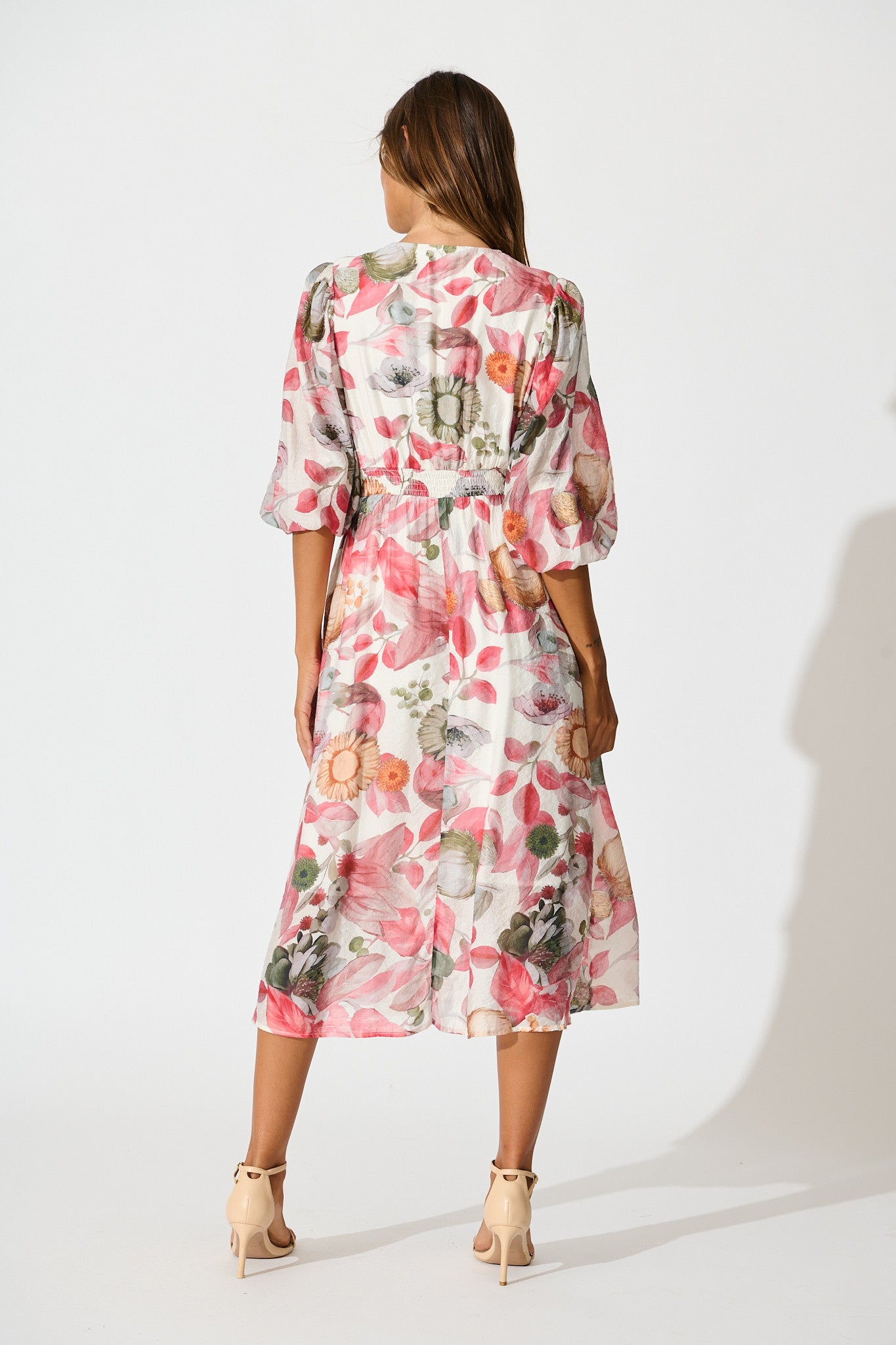 Love Story Midi Dress in Multi Pink Floral Print
