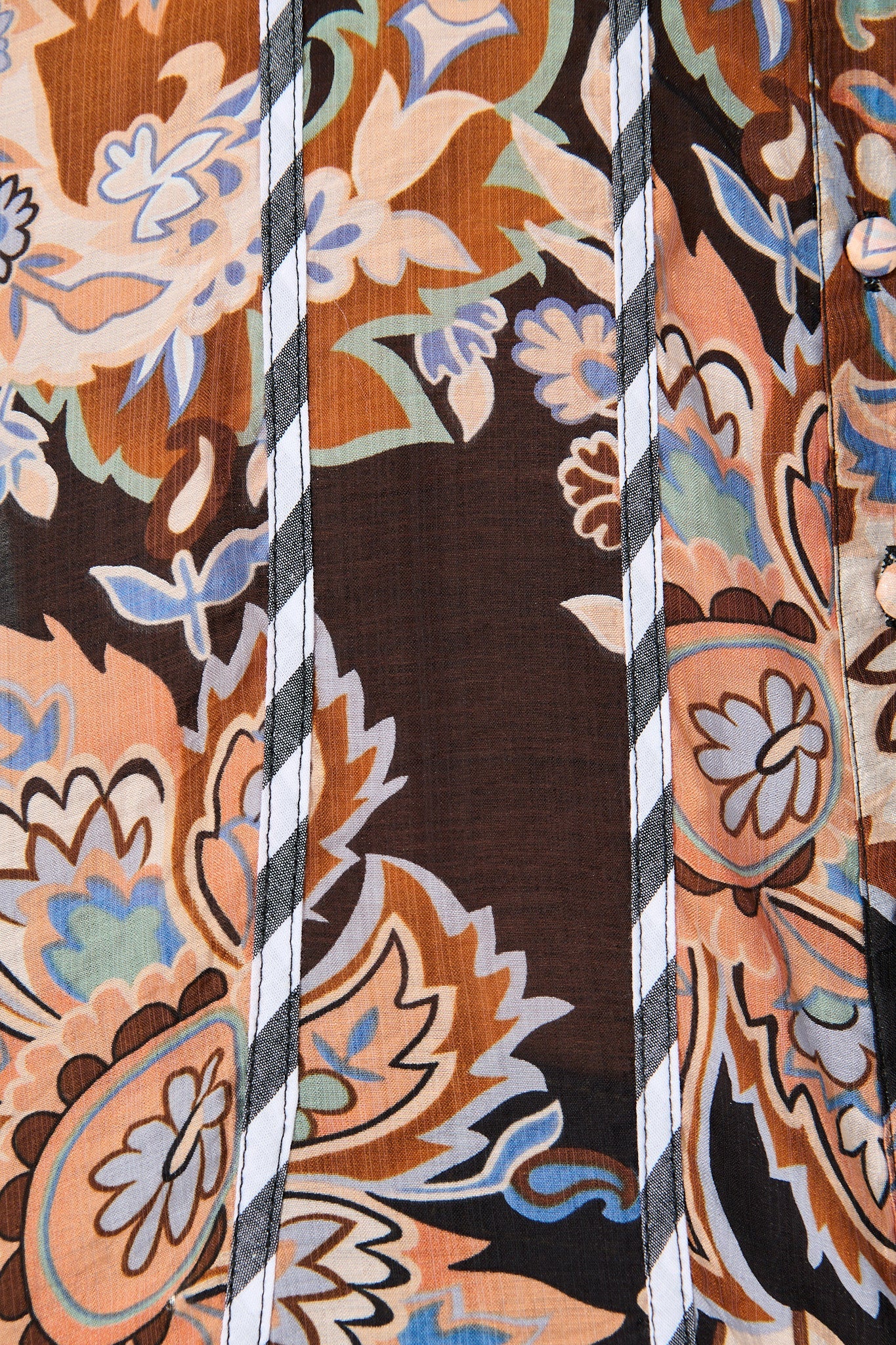 Caprice Shirt in Black Multi with Stripe Trim