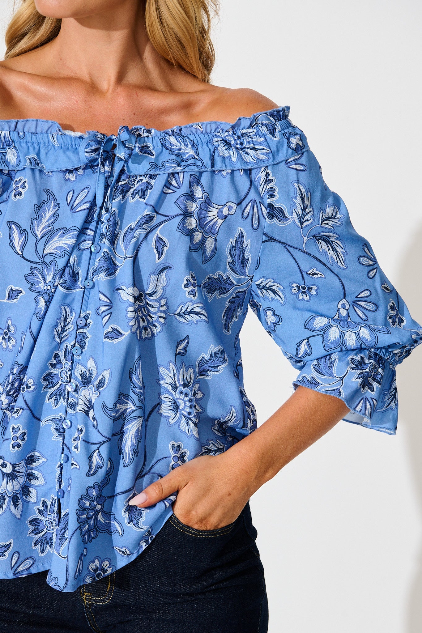 Hidden Treasure Top in Blue Floral