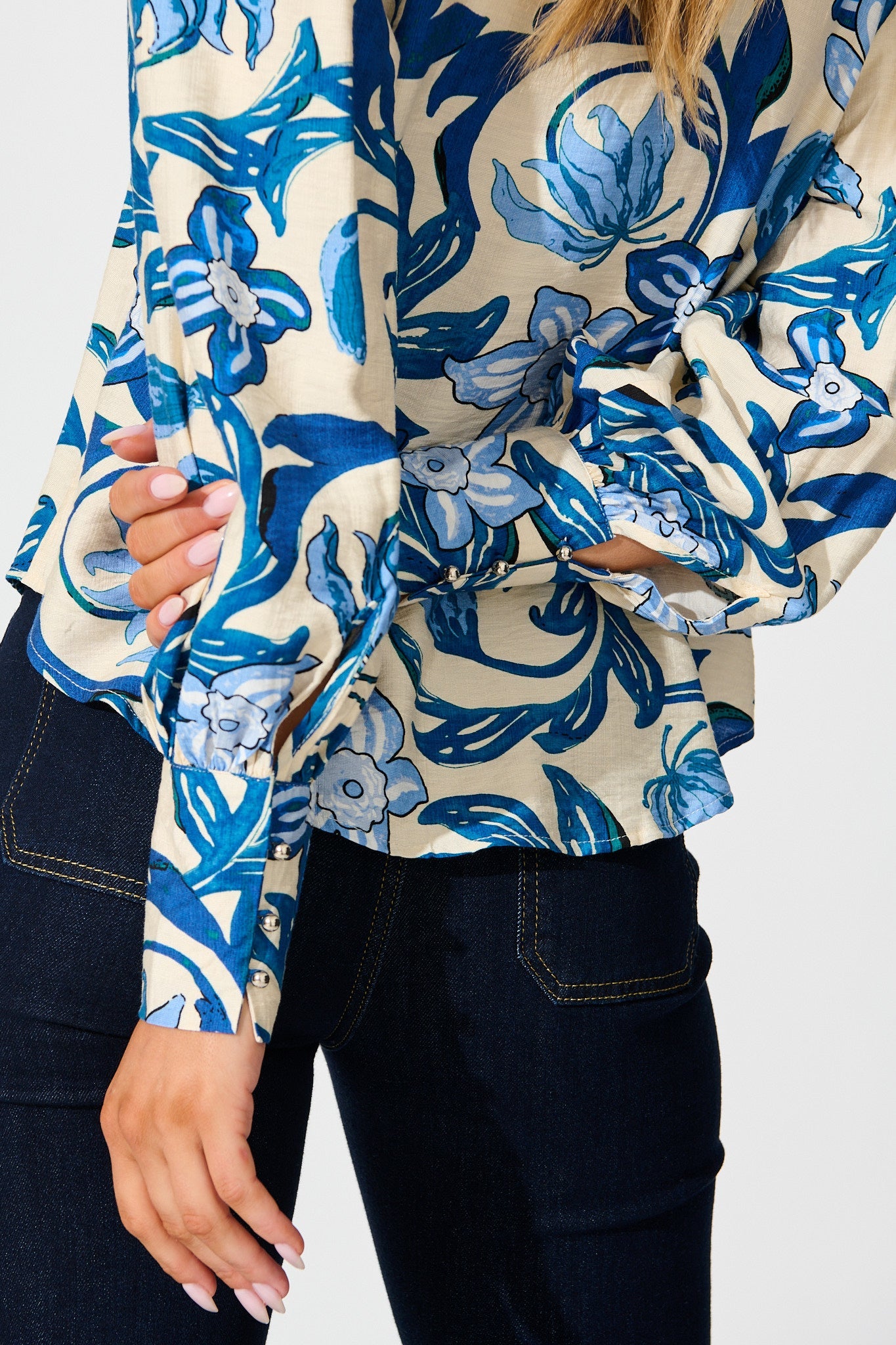 Florence Shirt in Blue Floral Print