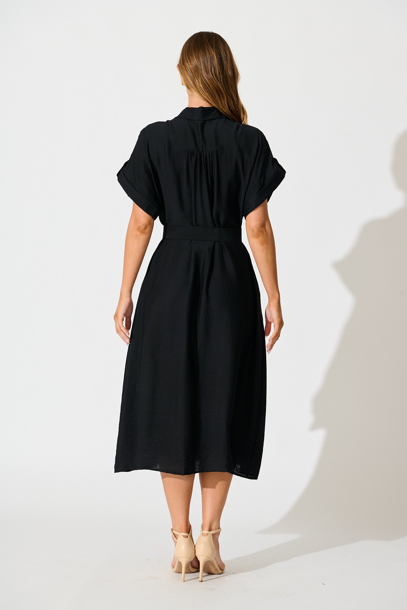 Sweet Talk Midi Shirt Dress in Black