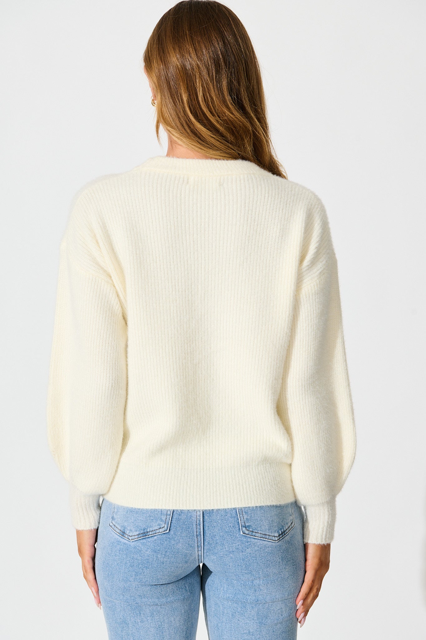 Arla Knit In White Wool Blend