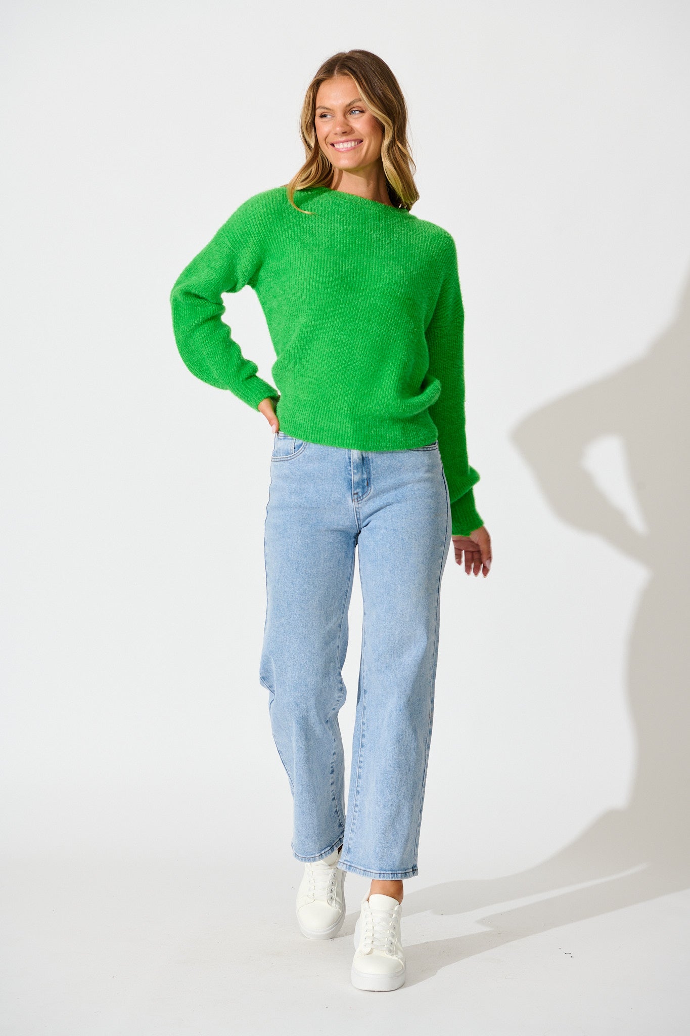 Arla Knit In Green Wool Blend