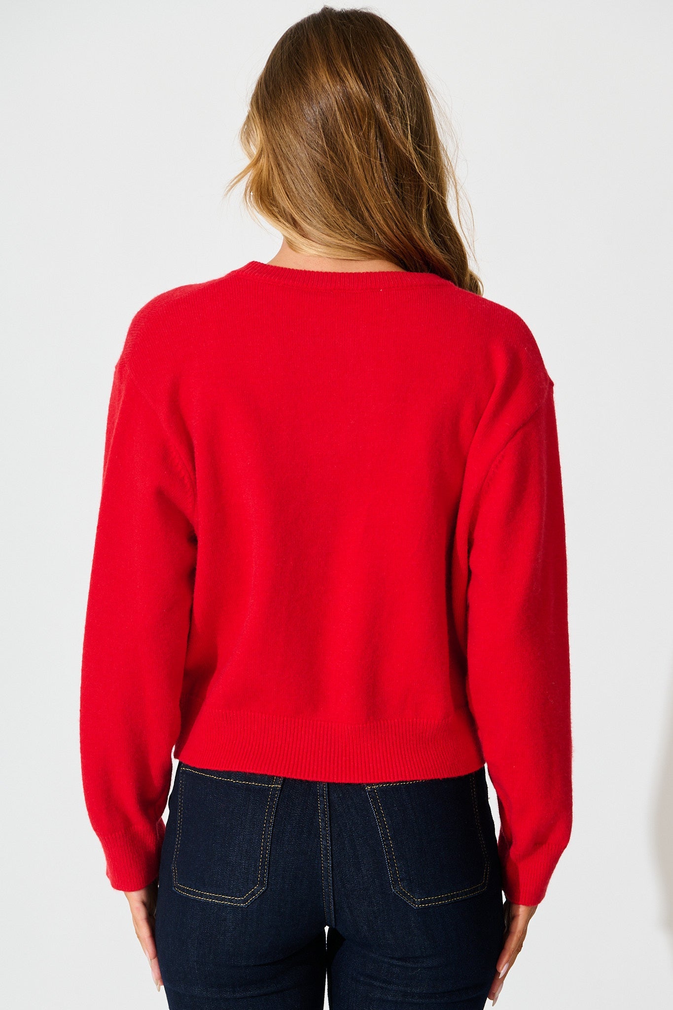 Astrid Knit Cardigan In Red Wool Blend