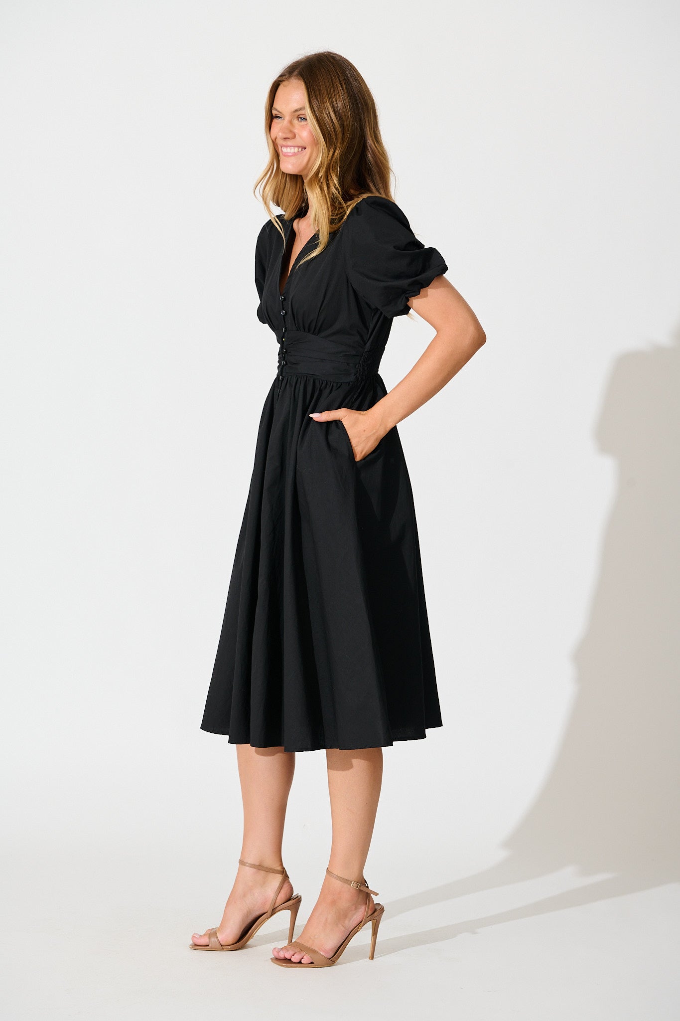 Mina Midi Dress in Black