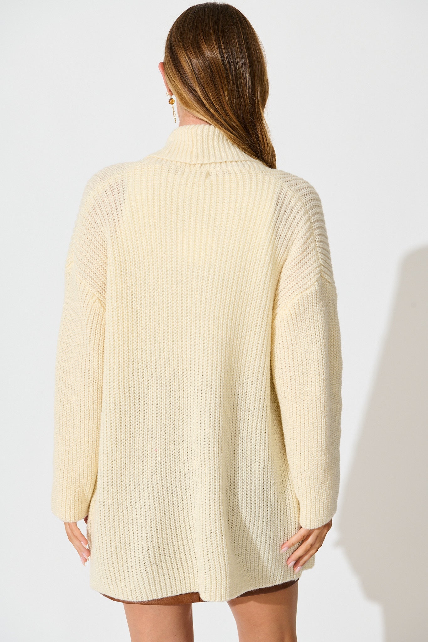 Adina Knit Cardigan In Cream Wool Blend