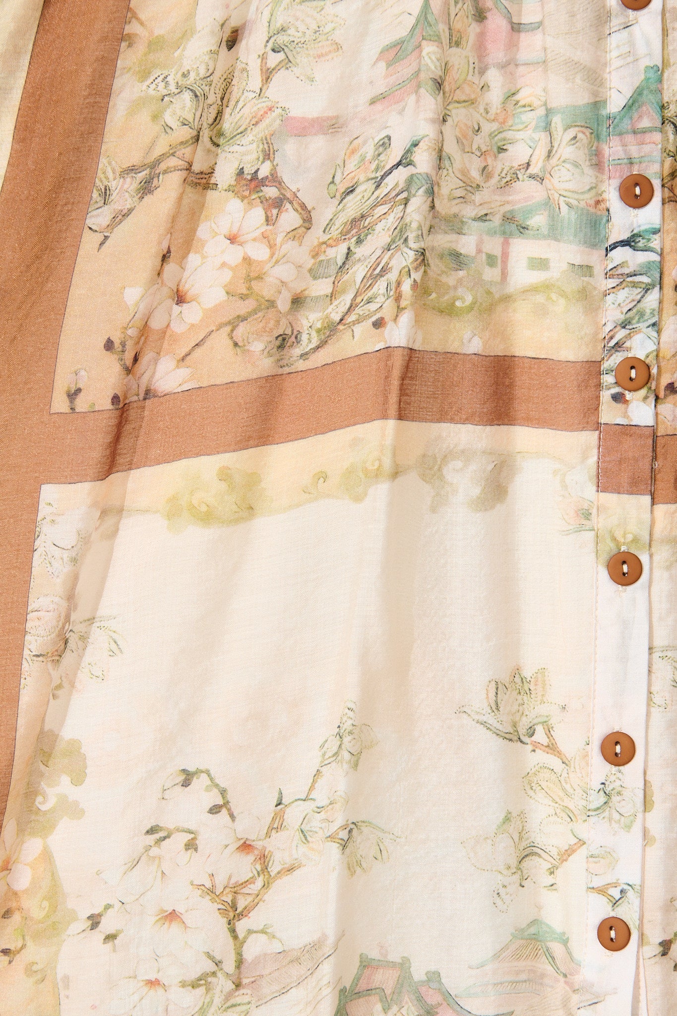 Liaison Midi Dress in Multi Beige Patchwork Print