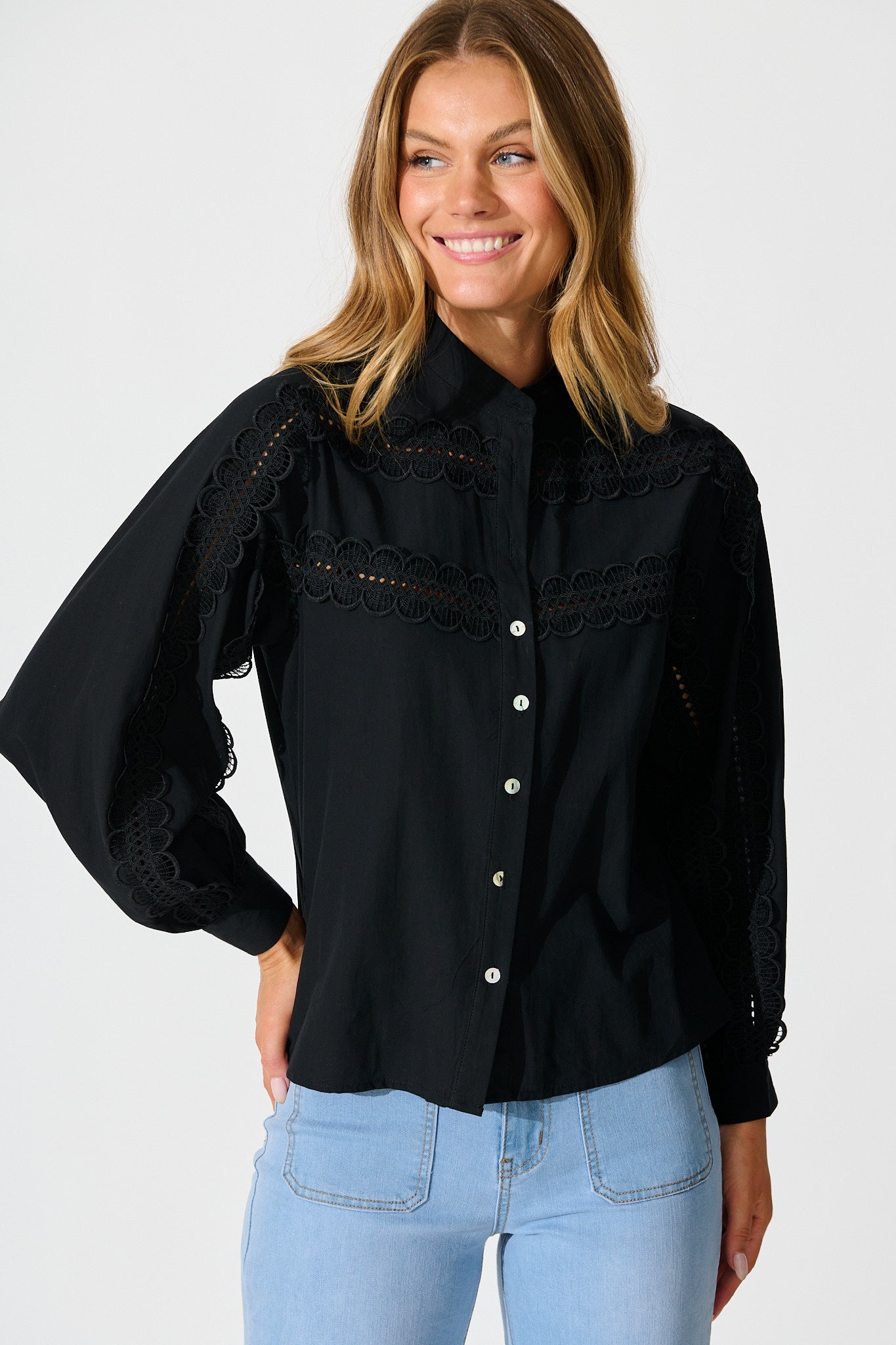 Skyline Shirt in Black Cotton