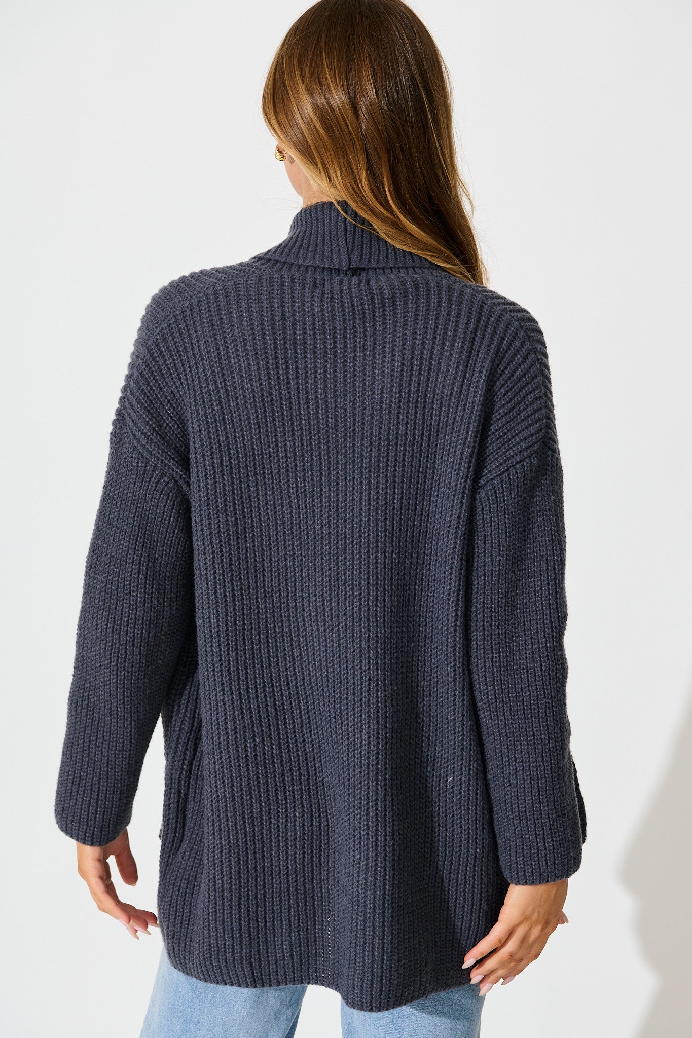 Adina Knit Cardigan In Charcoal Wool Blend