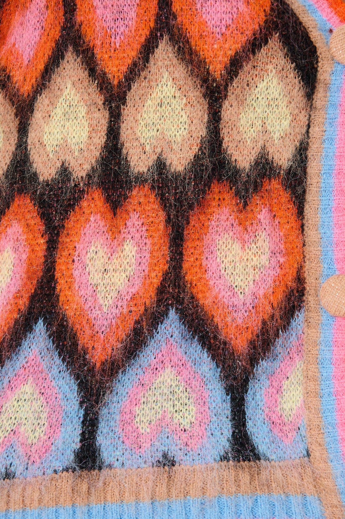 Romance Heart Knit Cardigan in Multi Wool Blend
