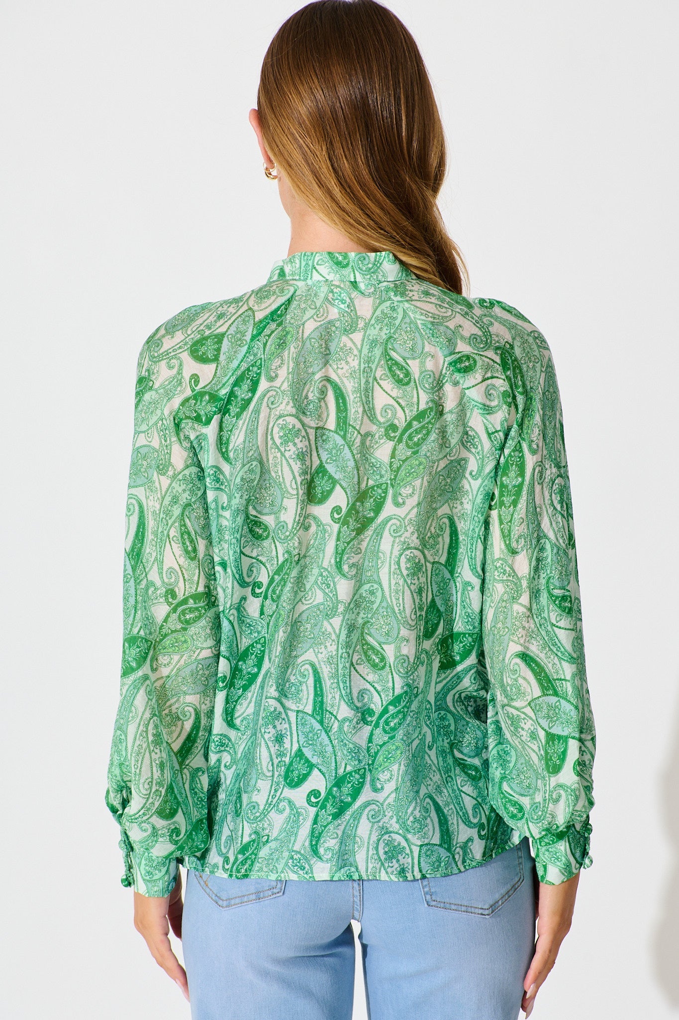 Teyana Shirt in Green with Multi Print