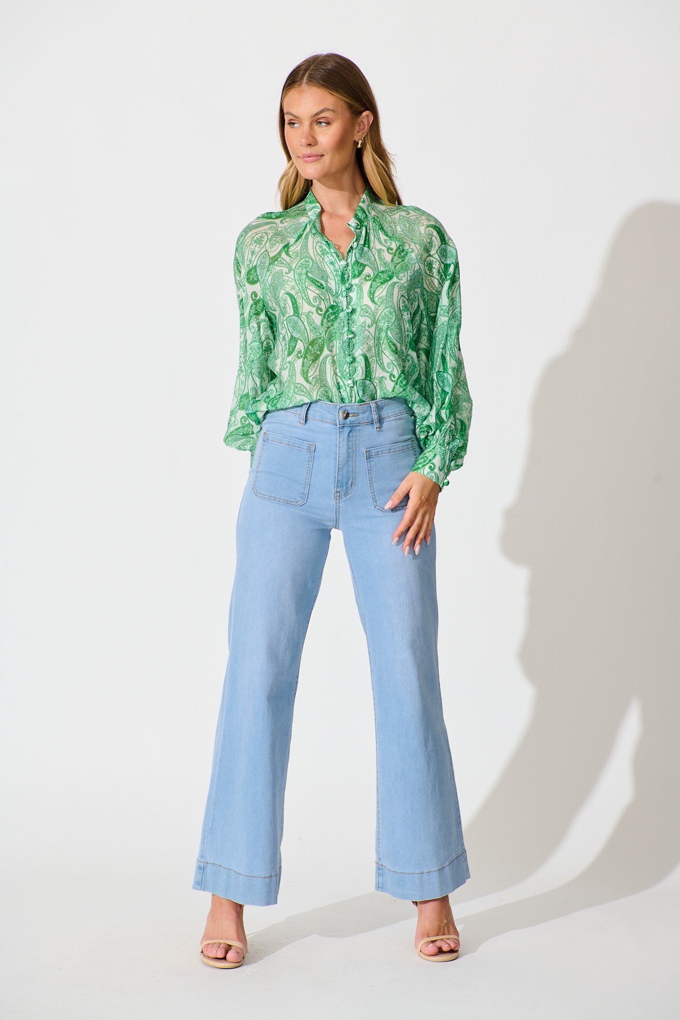 Teyana Shirt in Green with Multi Print