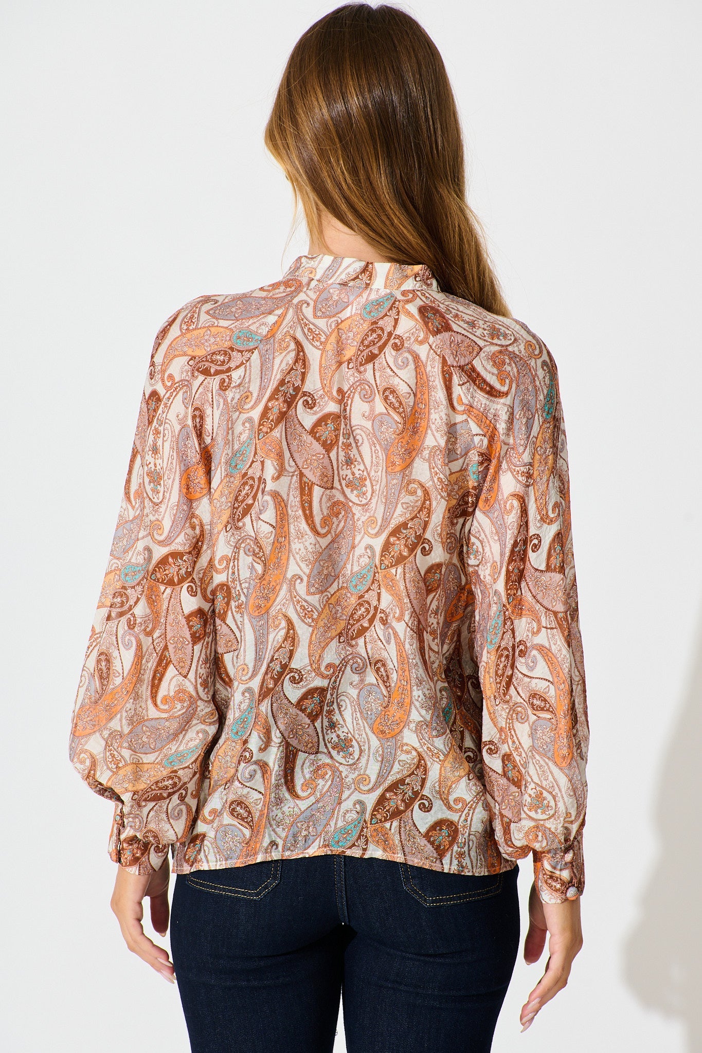 Teyana Shirt in Rust with Multi Print