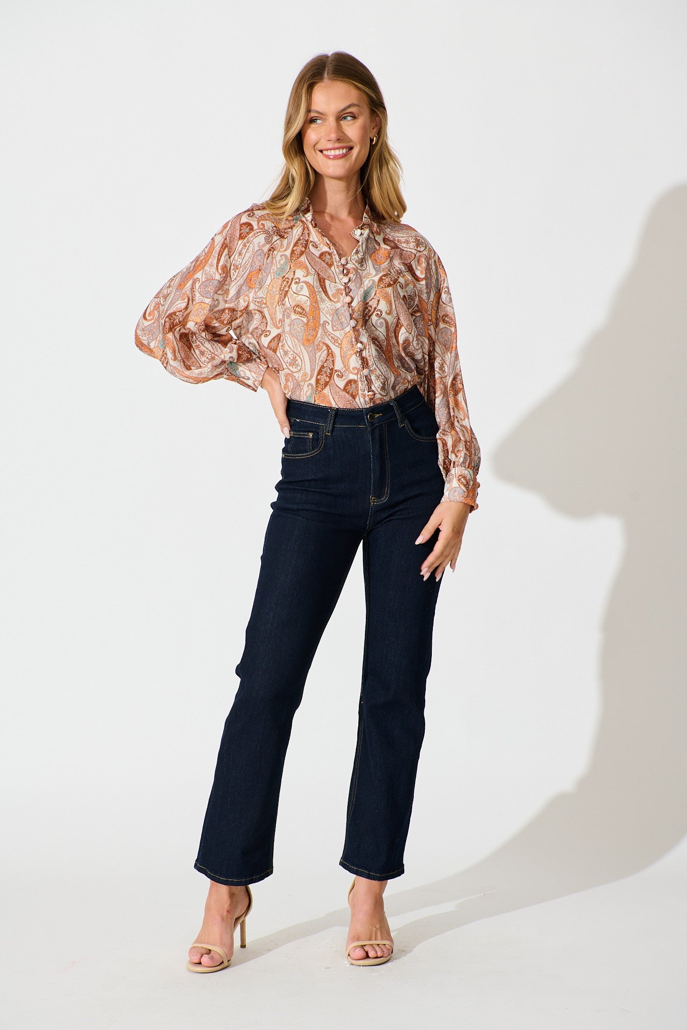 Teyana Shirt in Rust with Multi Print