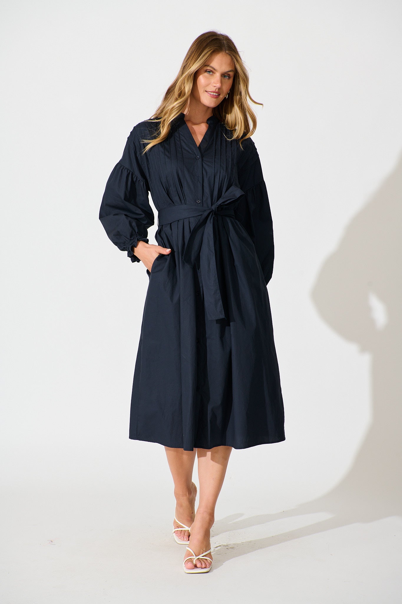 Margot Dress in Navy Cotton