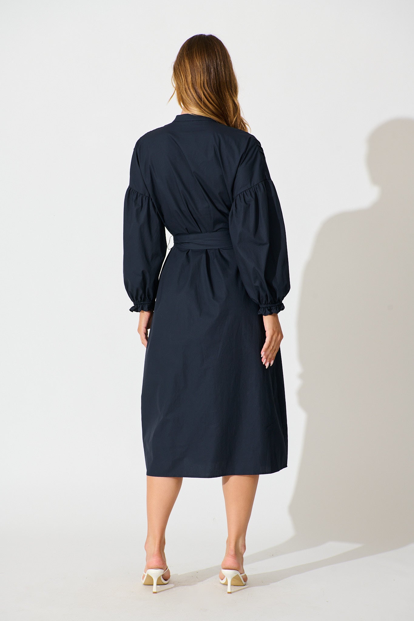 Margot Dress in Navy Cotton
