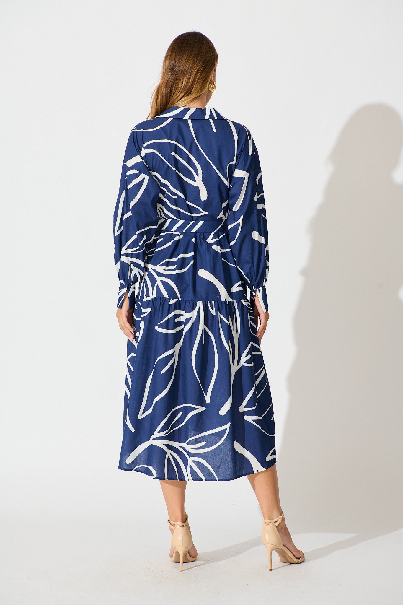 Lexus Midi Shirt Dress in Navy Cotton