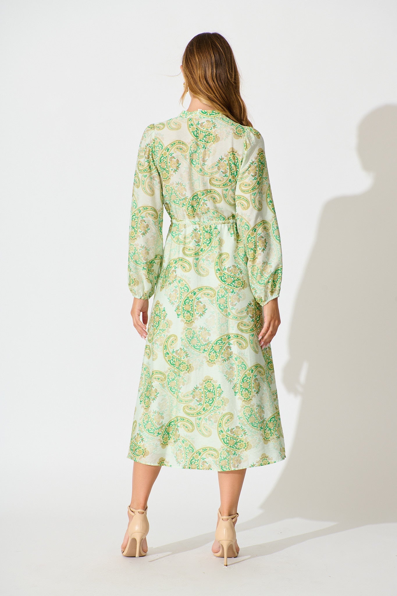 Jordan Midi Dress in Green with Multi Print