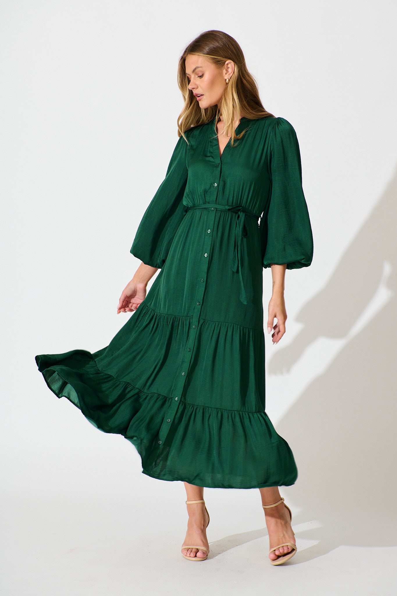 Glimmer Midi Dress in Emerald
