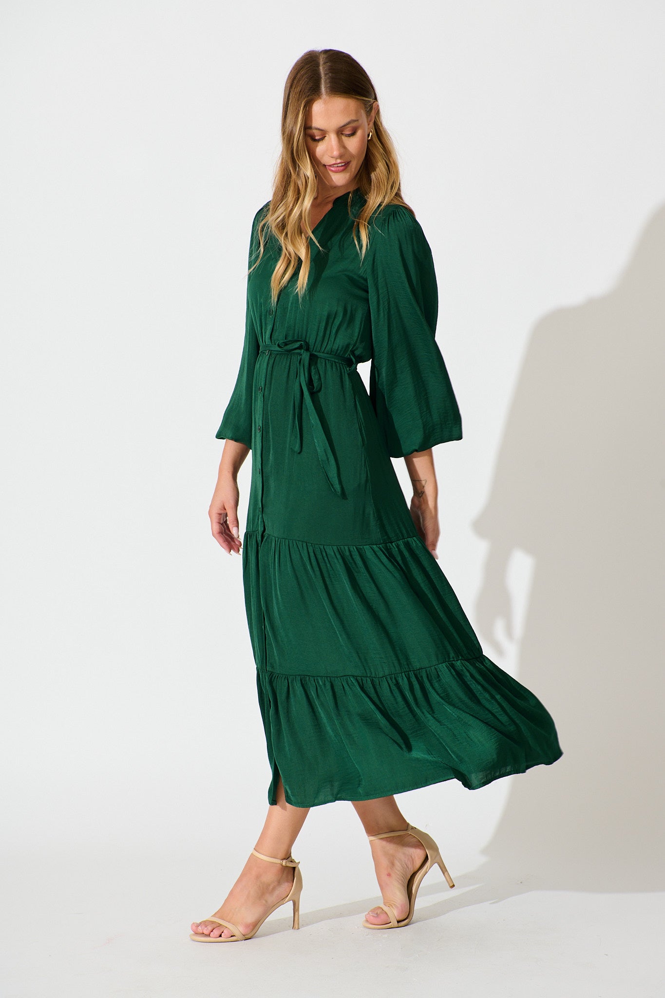 Glimmer Midi Dress in Emerald