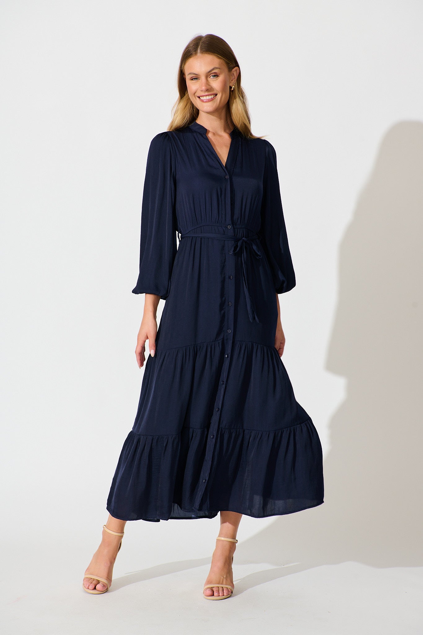 Glimmer Midi Dress in Navy