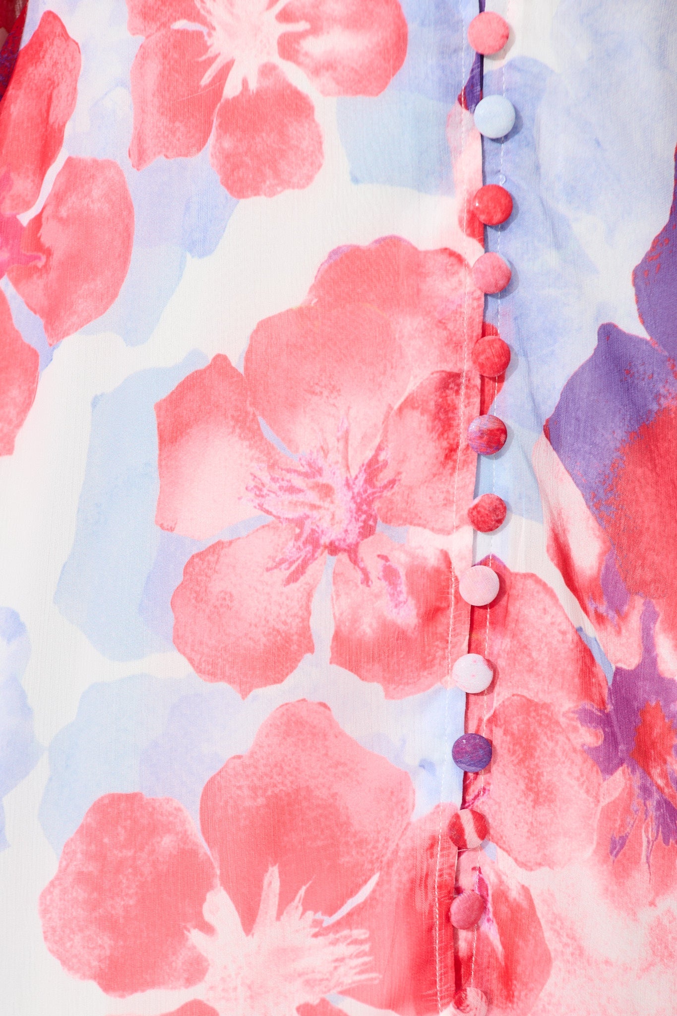 Essence Midi Dress in Red with Purple Floral