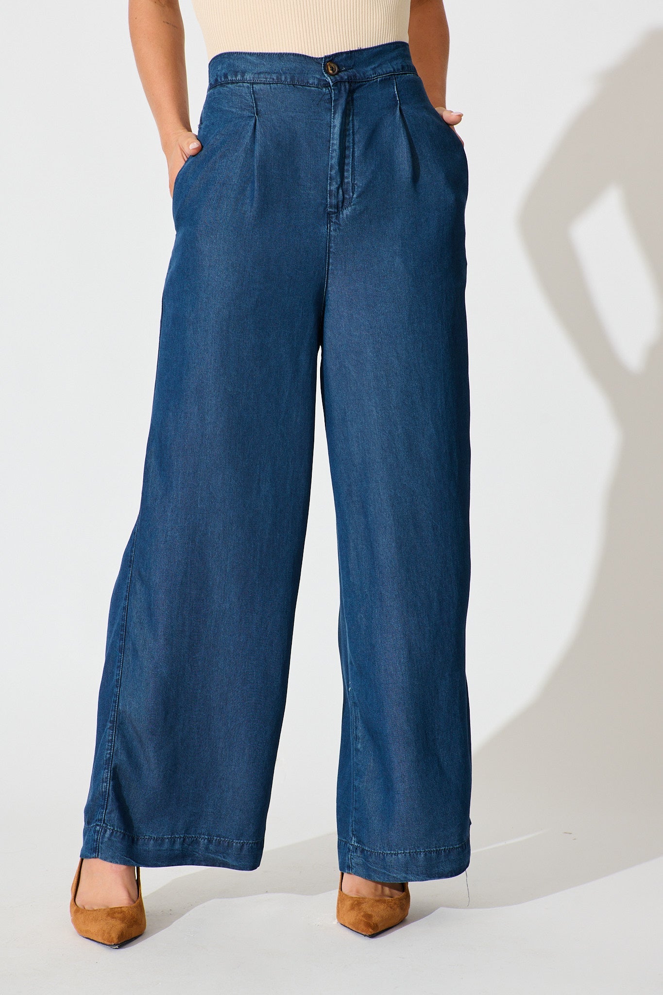 Malika Pant in Blue Chambray