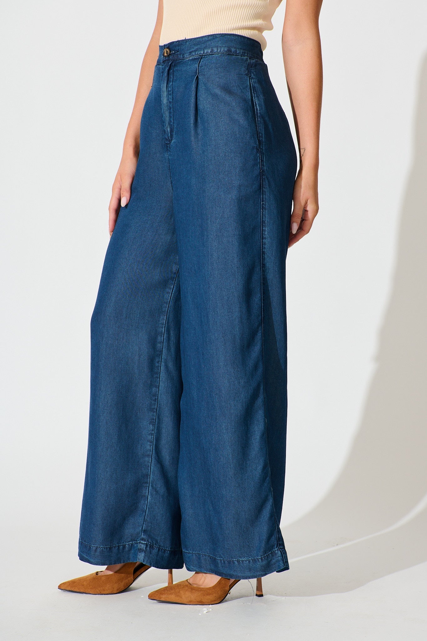 Malika Pant in Blue Chambray