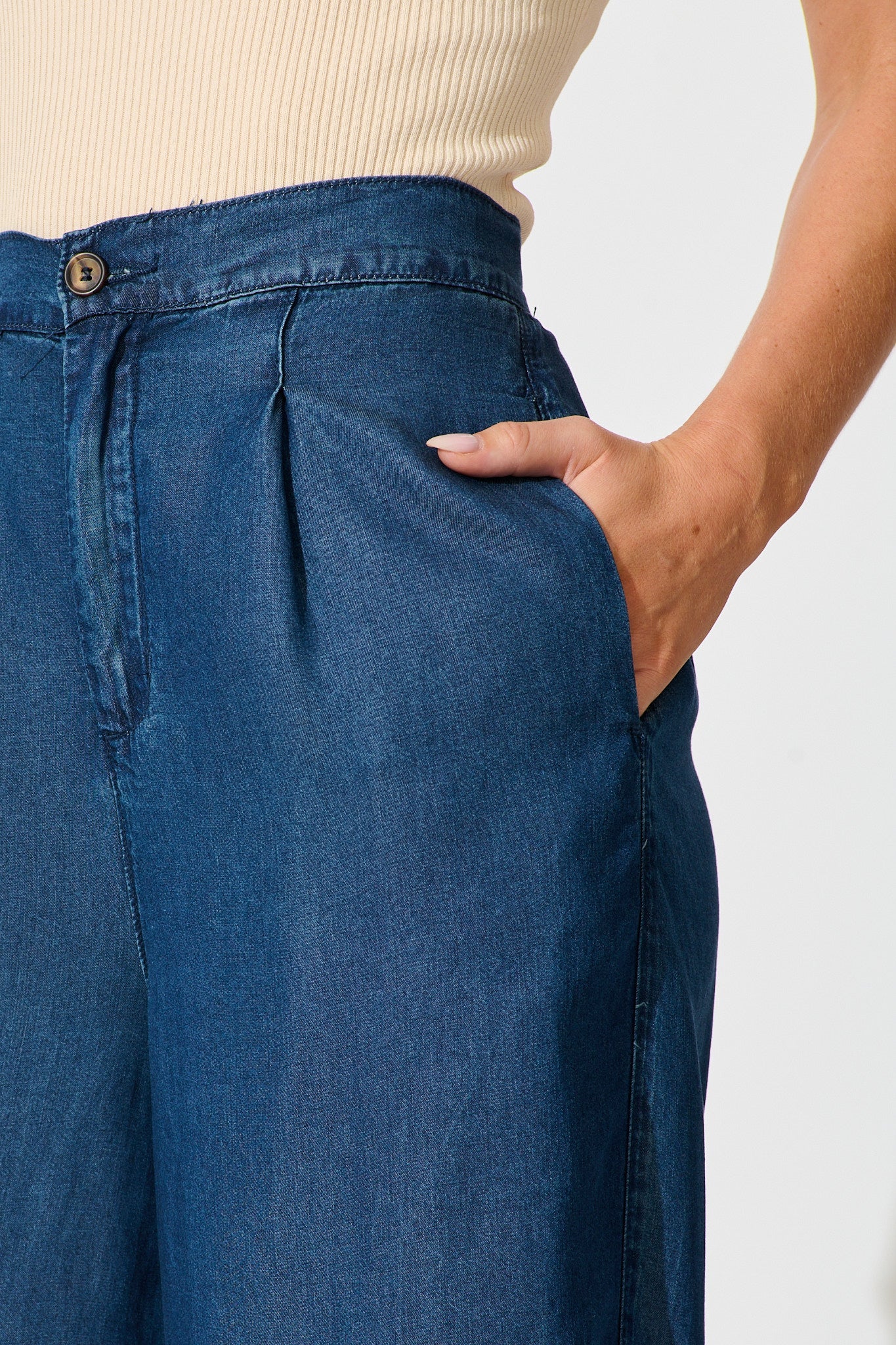 Malika Pant in Blue Chambray