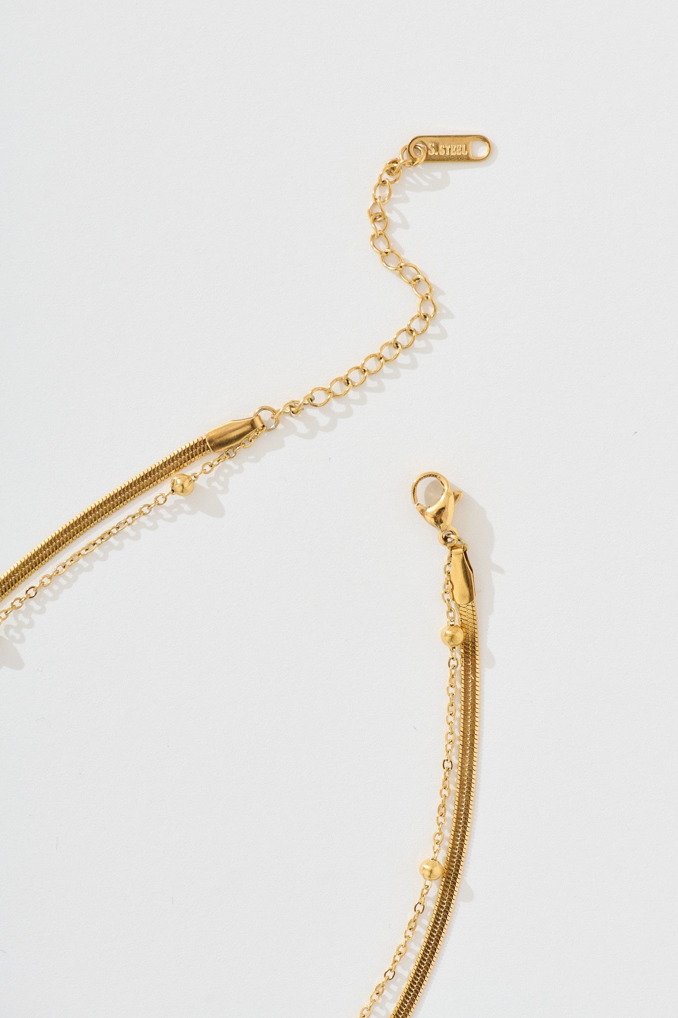 Bowie Layered Necklace in Gold with Ribbon Charm