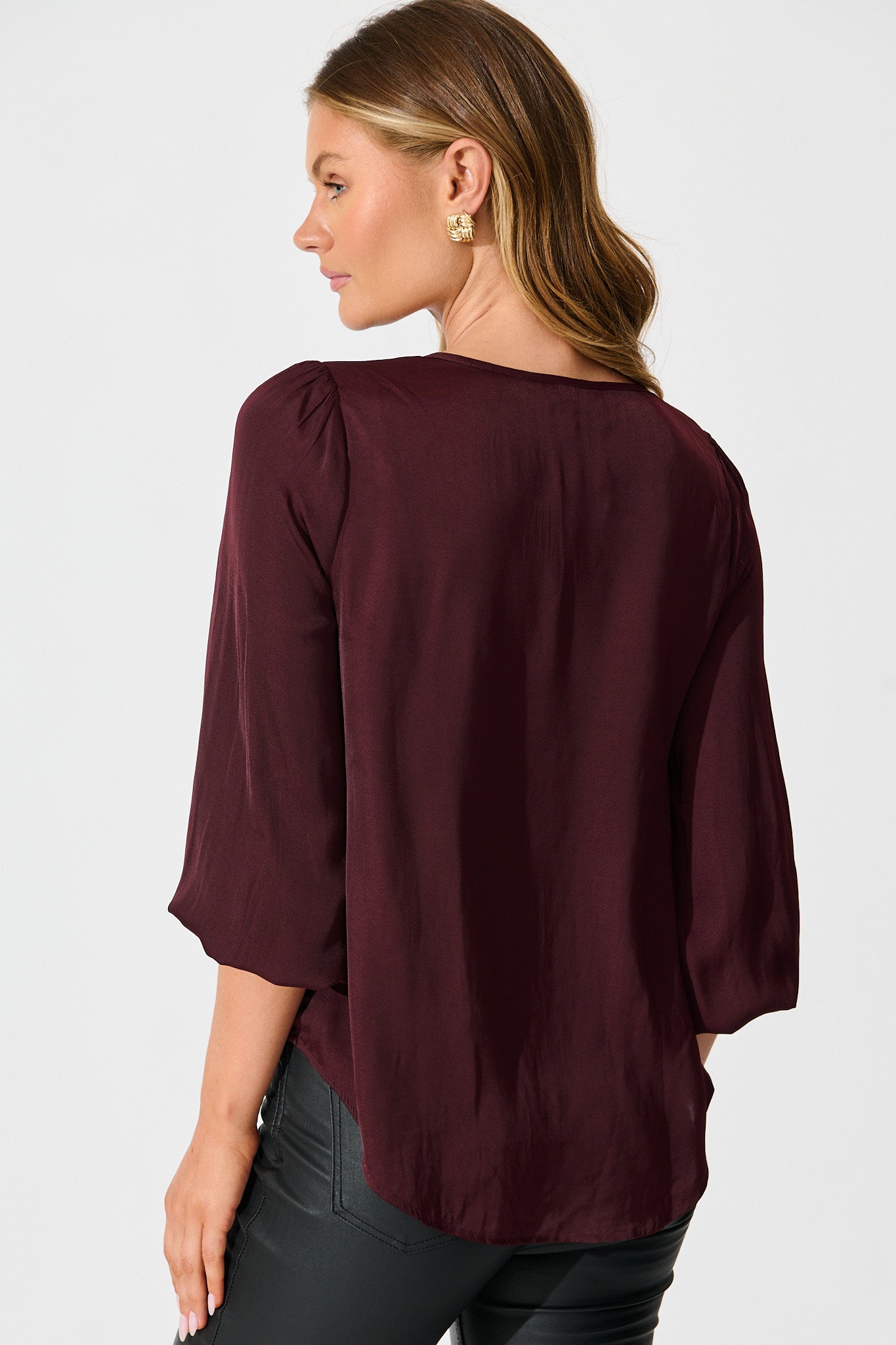 Pristine Top in Wine Satin