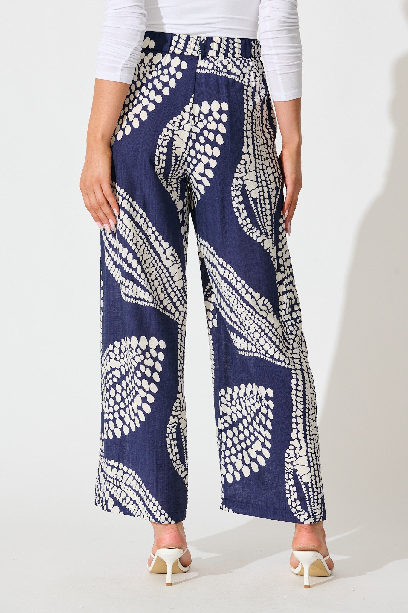 Harper Pant in Navy with White Print