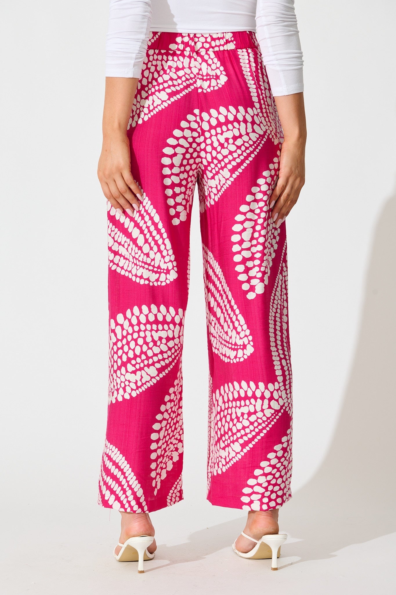 Harper Pant in Magenta with White Print