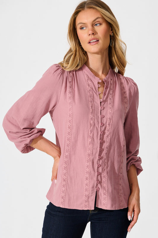 Conversations Top in Dusty Rose Cotton