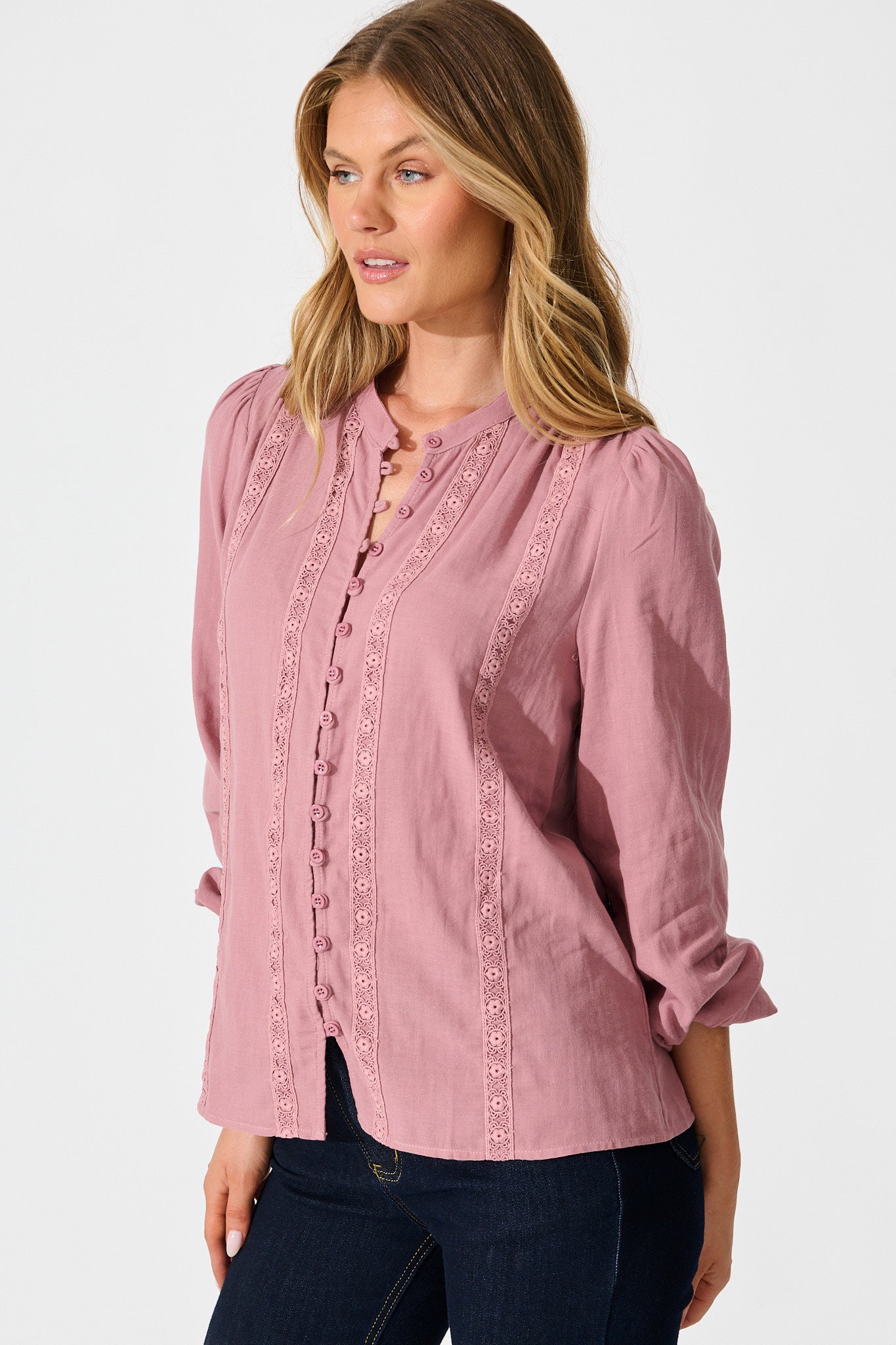 Conversations Top in Dusty Rose Cotton