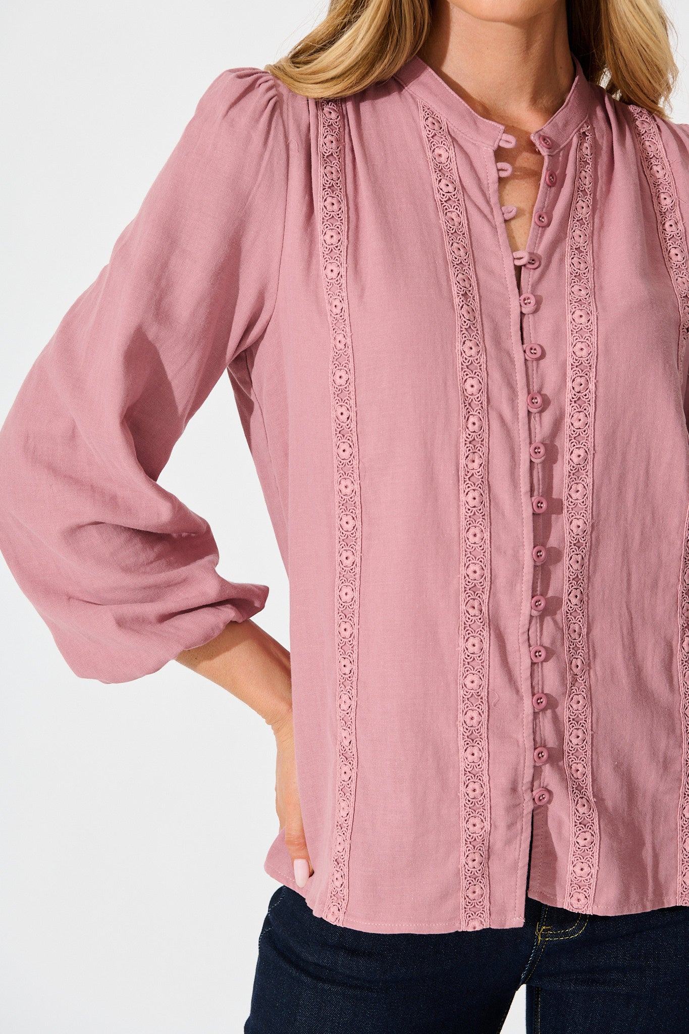 Conversations Top in Dusty Rose Cotton