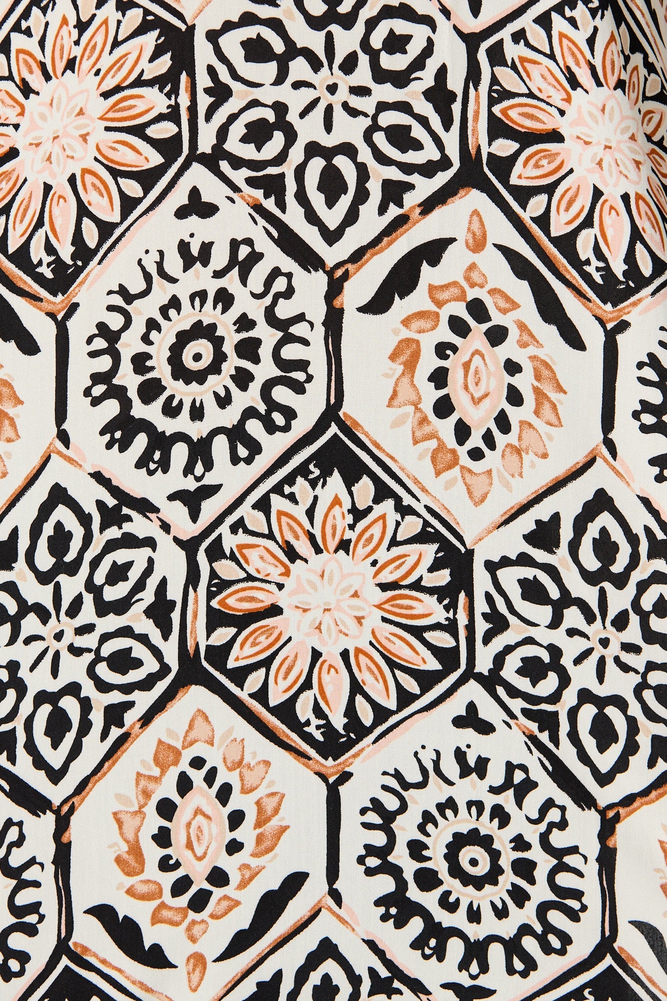 Like a Charm Shirt in Cream With Rust Tile Print