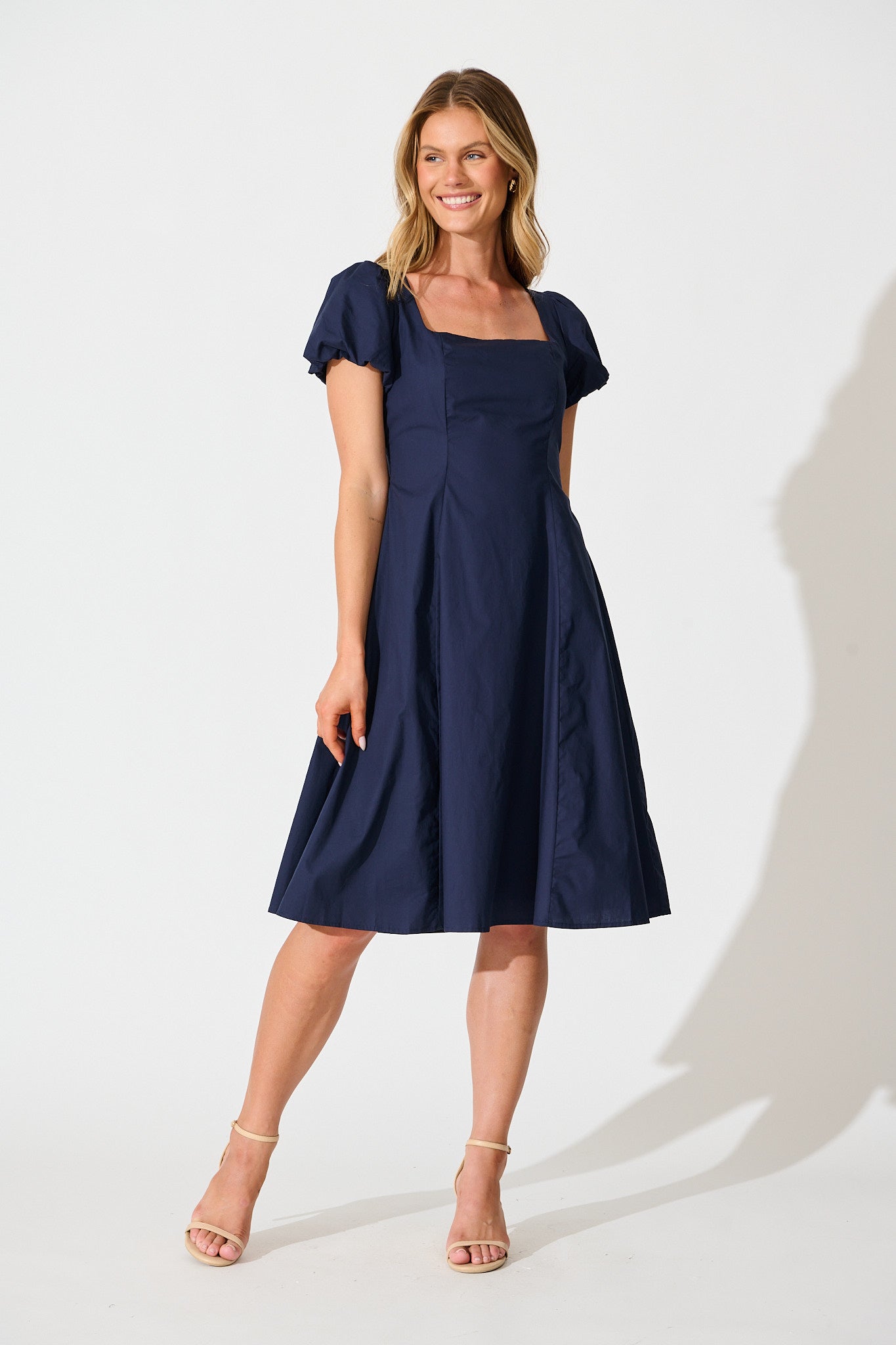 Eternity Midi Dress in Navy Cotton