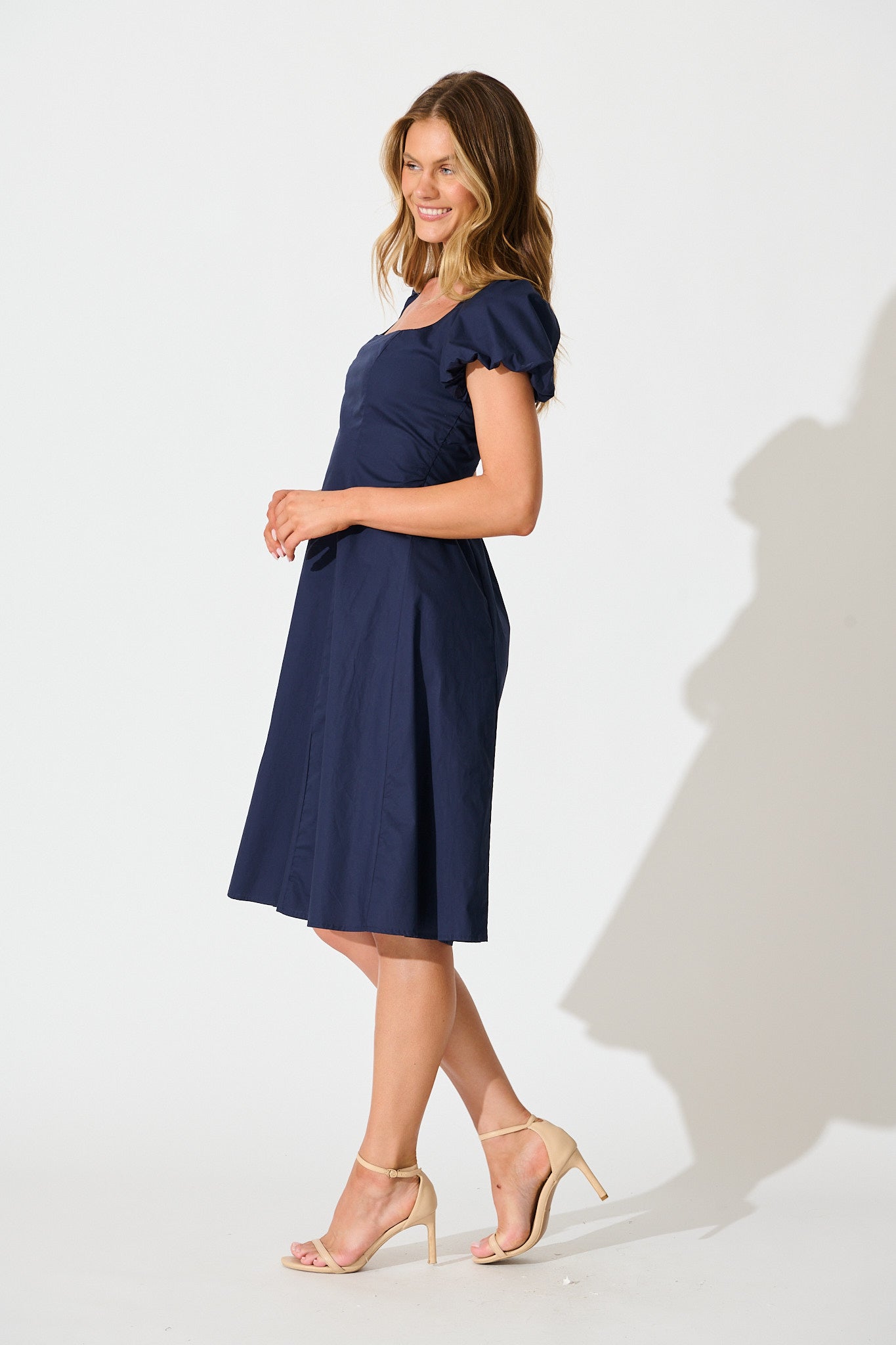 Eternity Midi Dress in Navy Cotton