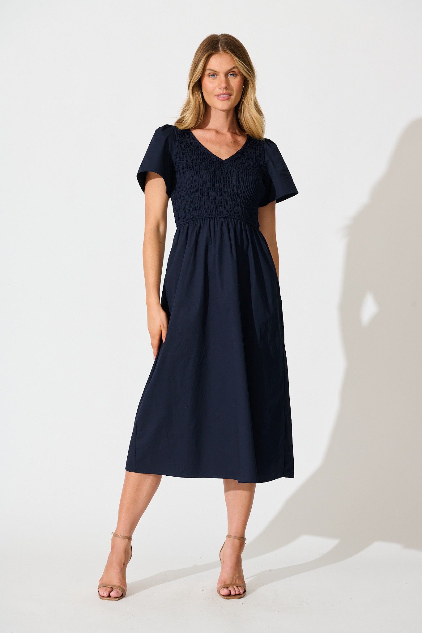 Zest Midi Dress in Navy Cotton