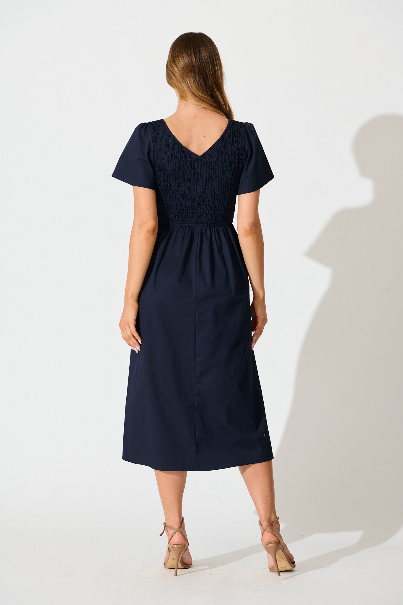 Zest Midi Dress in Navy Cotton