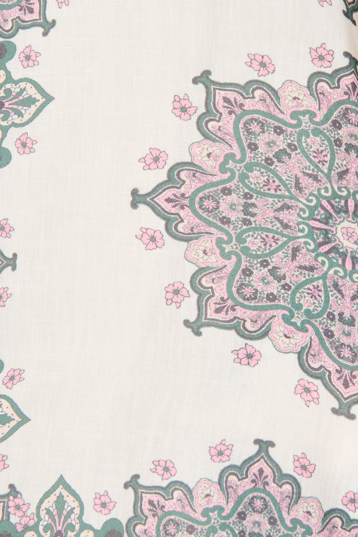 Harbour Shirt Dress in Cream with Green Multi Linen Blend