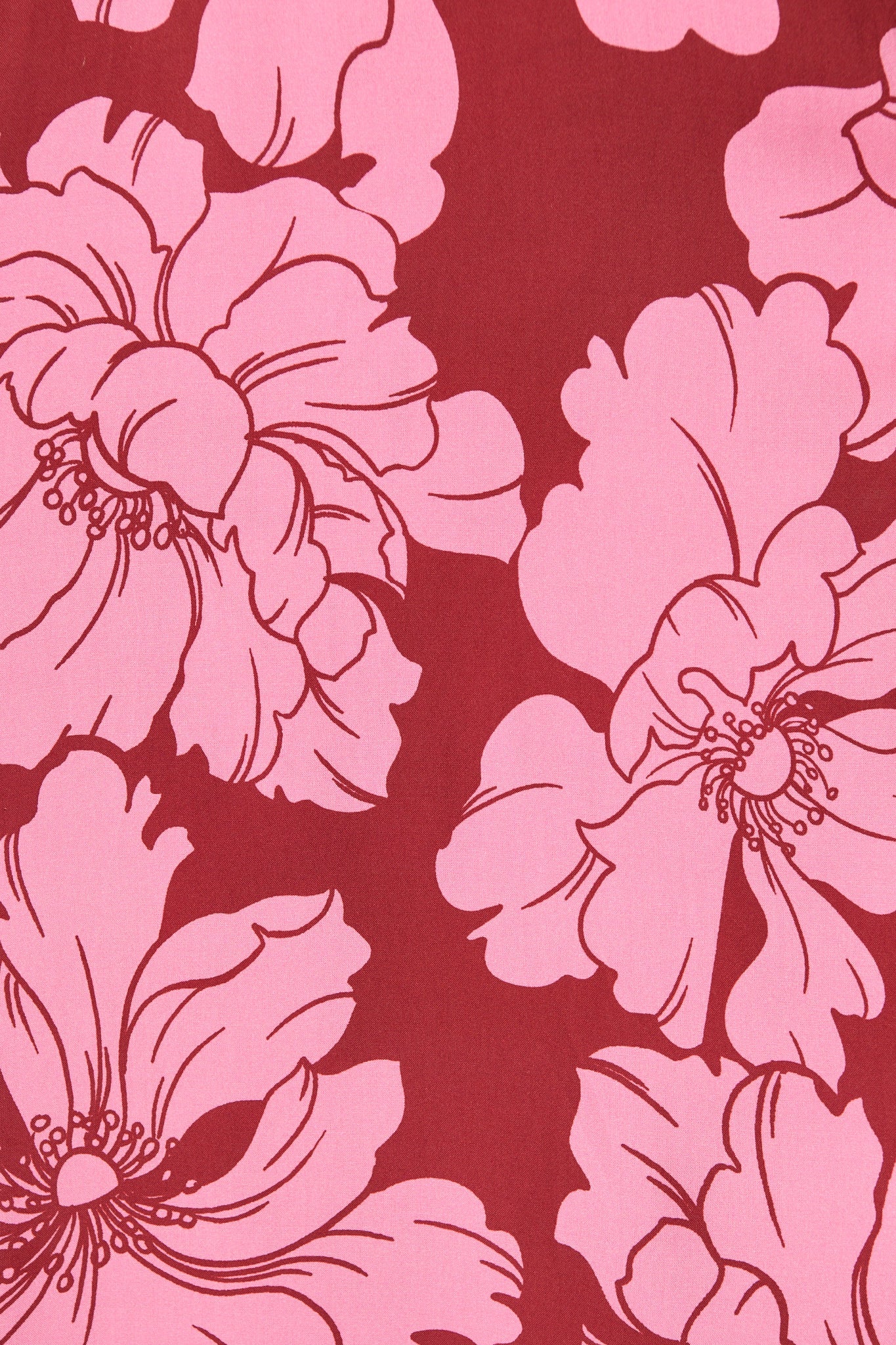 Labyrinth Maxi Wrap Dress in Wine with Pink Floral