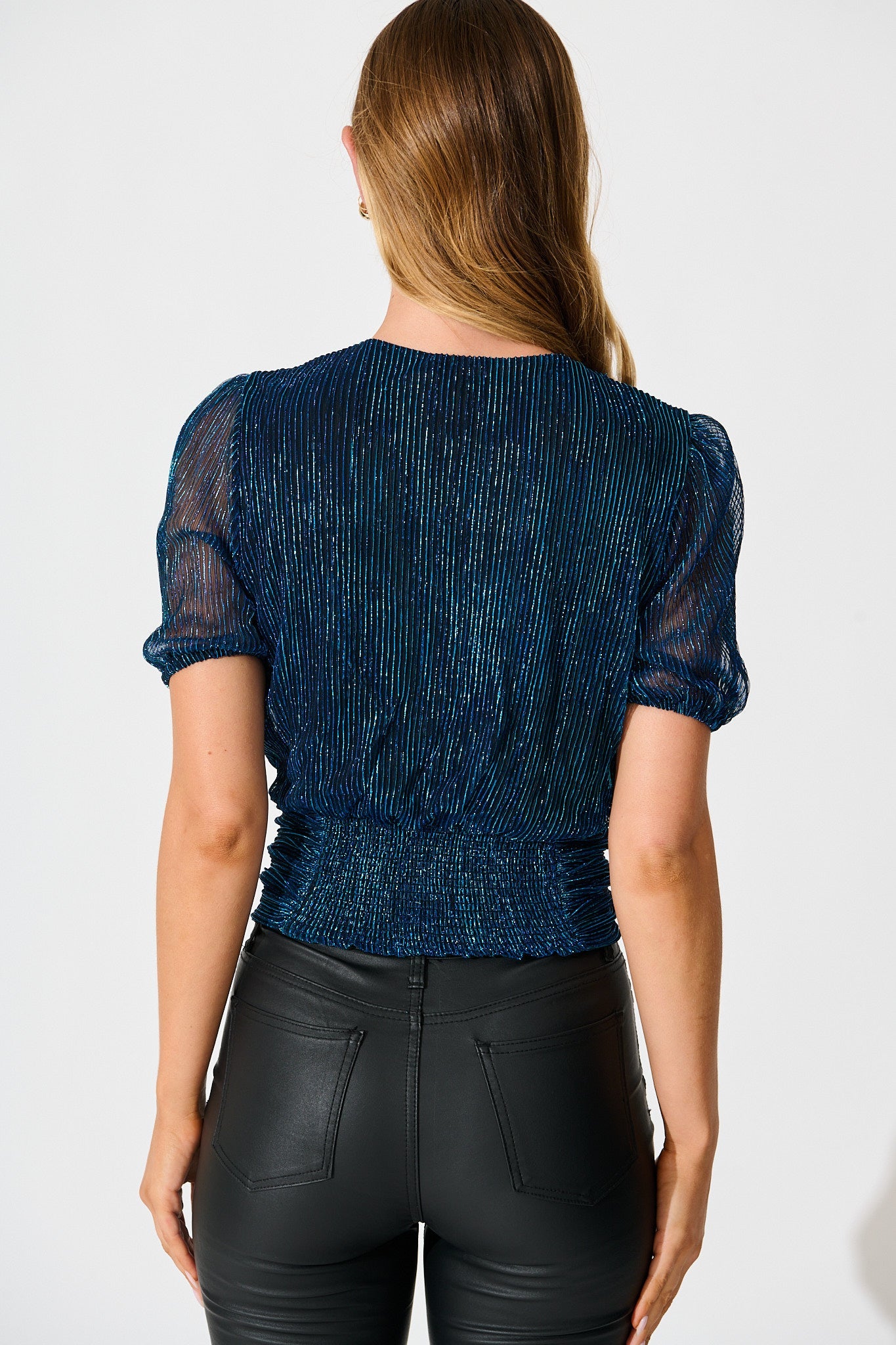 Whisked Away Top in Blue Lurex