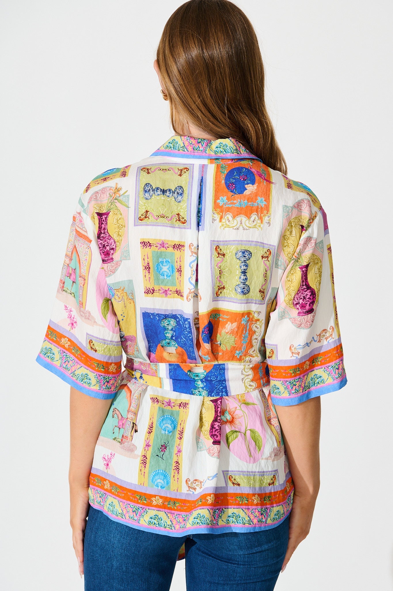 Oasis Shirt in Cream with Multi Conversational Print