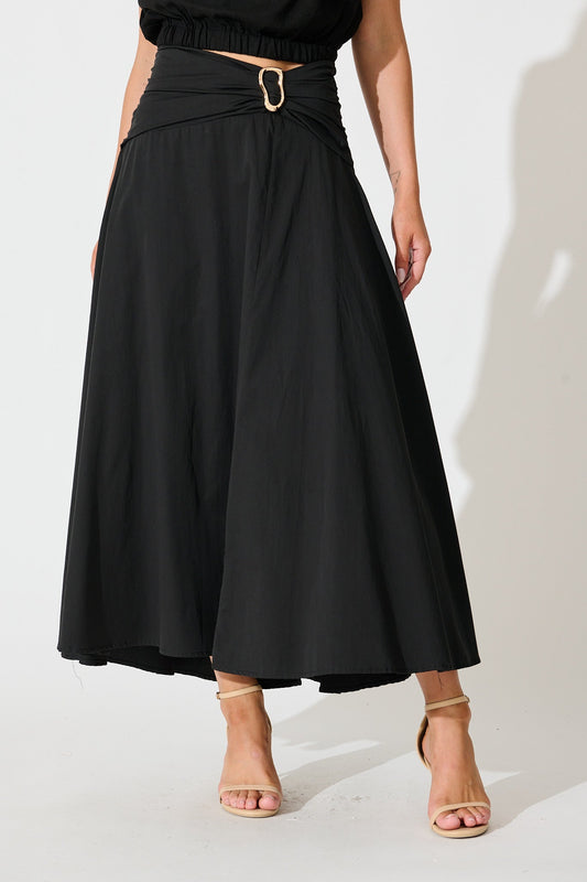 Dusk to Dawn Maxi Skirt in Black Cotton