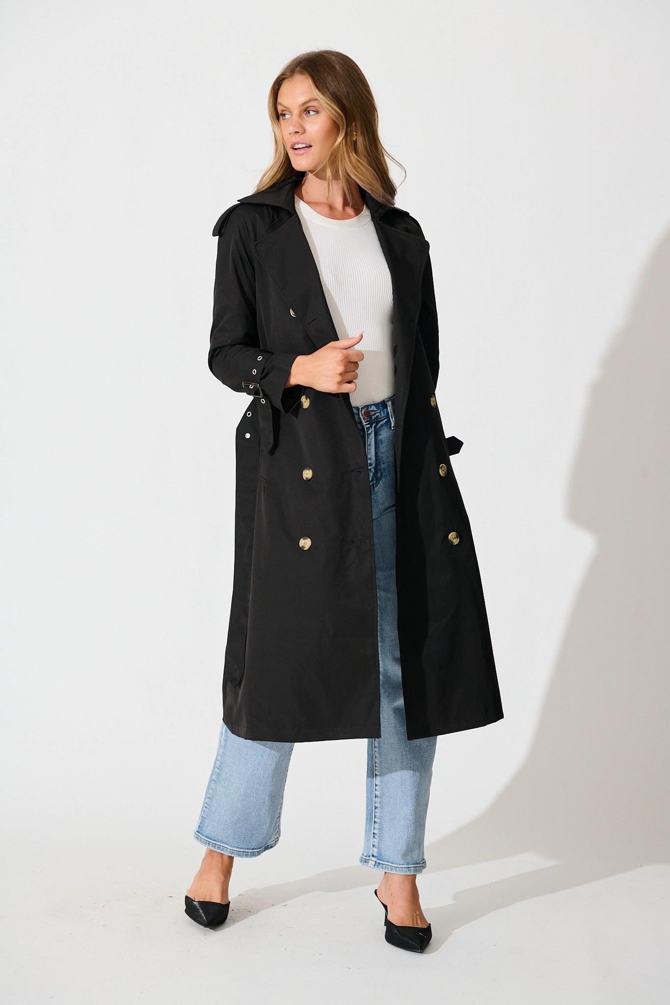 The Signature Midi Trench Coat in Black