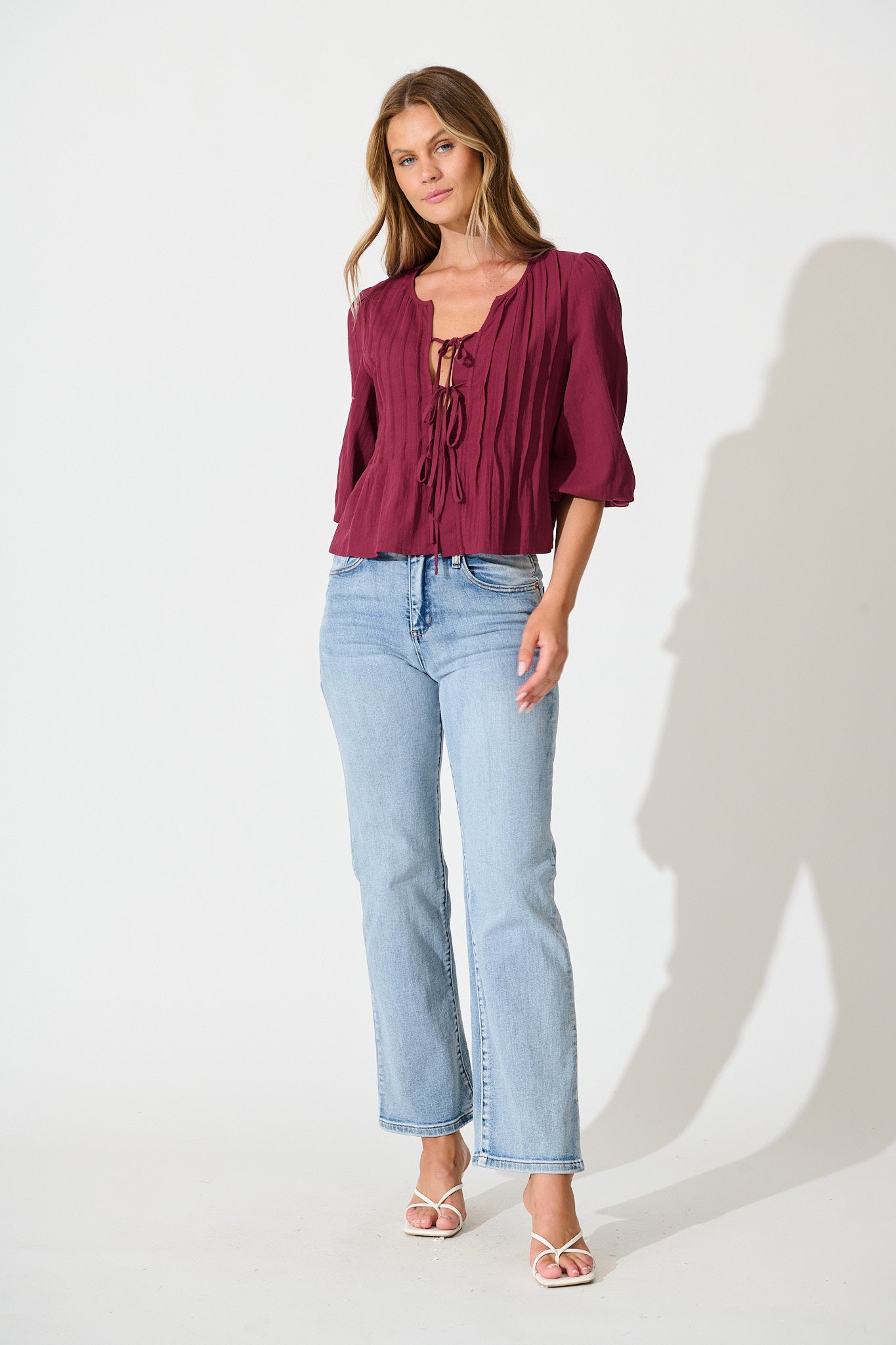 Kalina Top in Wine Cotton