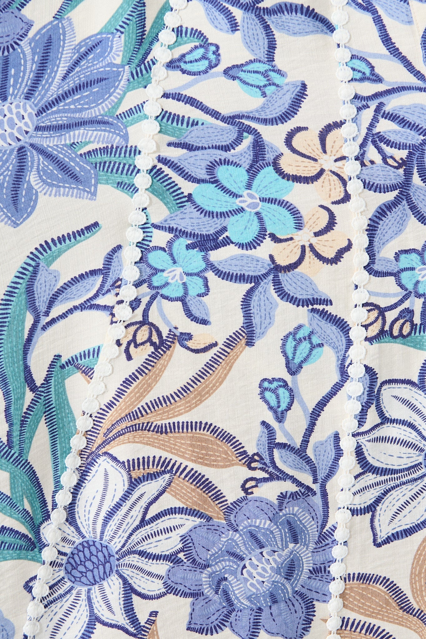 Lovingly Maxi Shirt Dress in Blue Floral with Contrast Trim