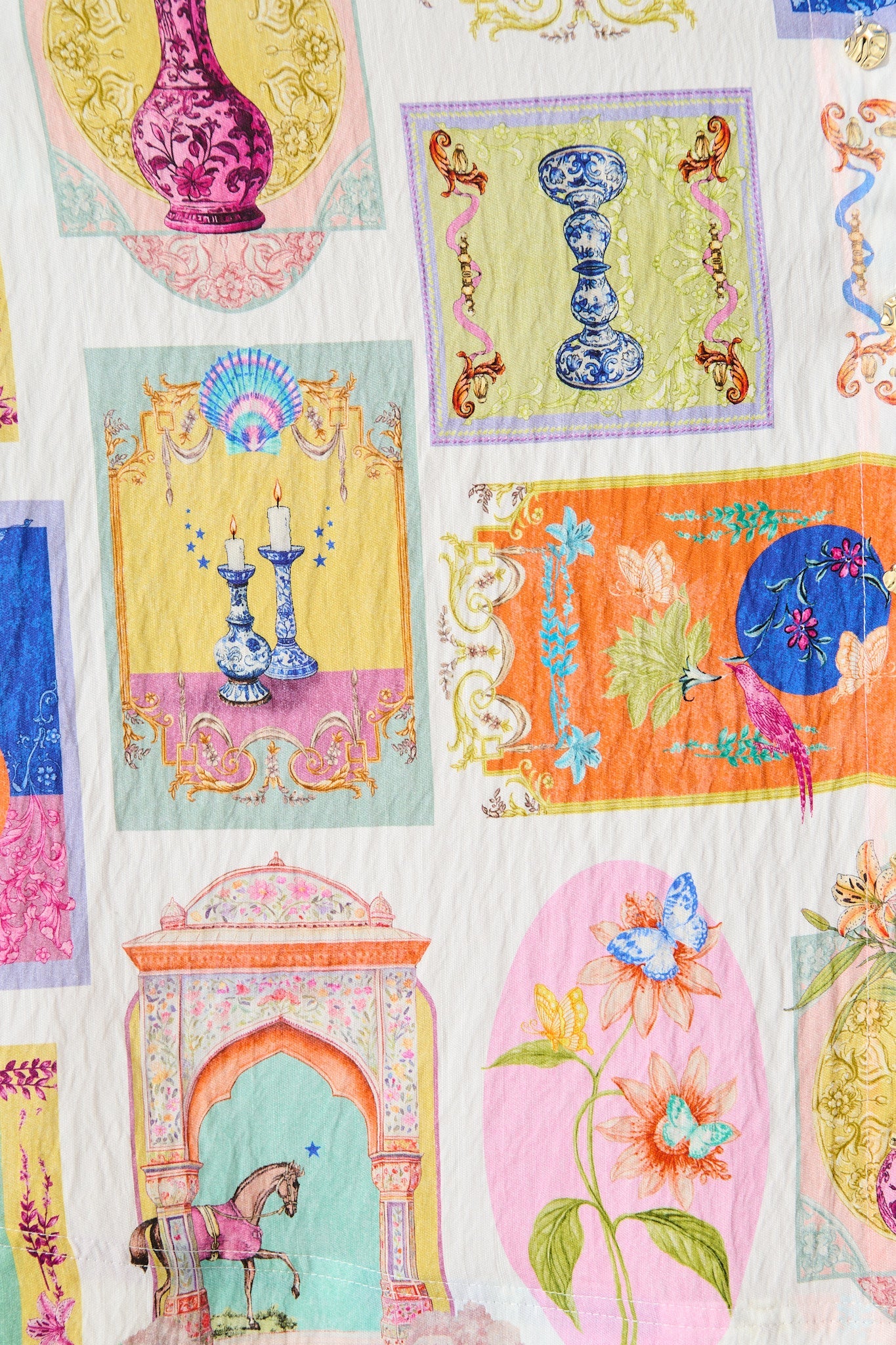 Serenity Midi Shirt Dress in Cream with Multi Conversational Print